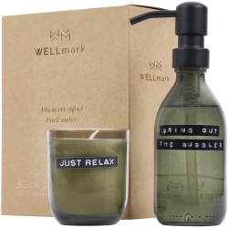 Wellmark Discovery dozownik mydła 200ml i zestaw świec 150g zapach bursztyn