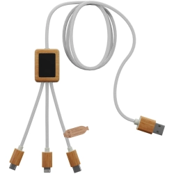 Kabel SCX.design C39 3w1 z podświetlanym logo, PET z recyklingu, drewno